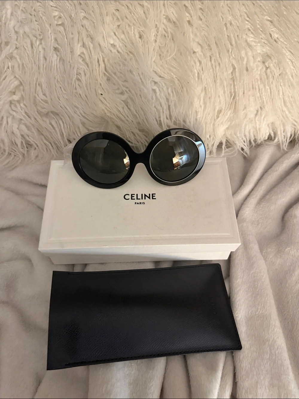 Celine Black Round Statement Sunglasses